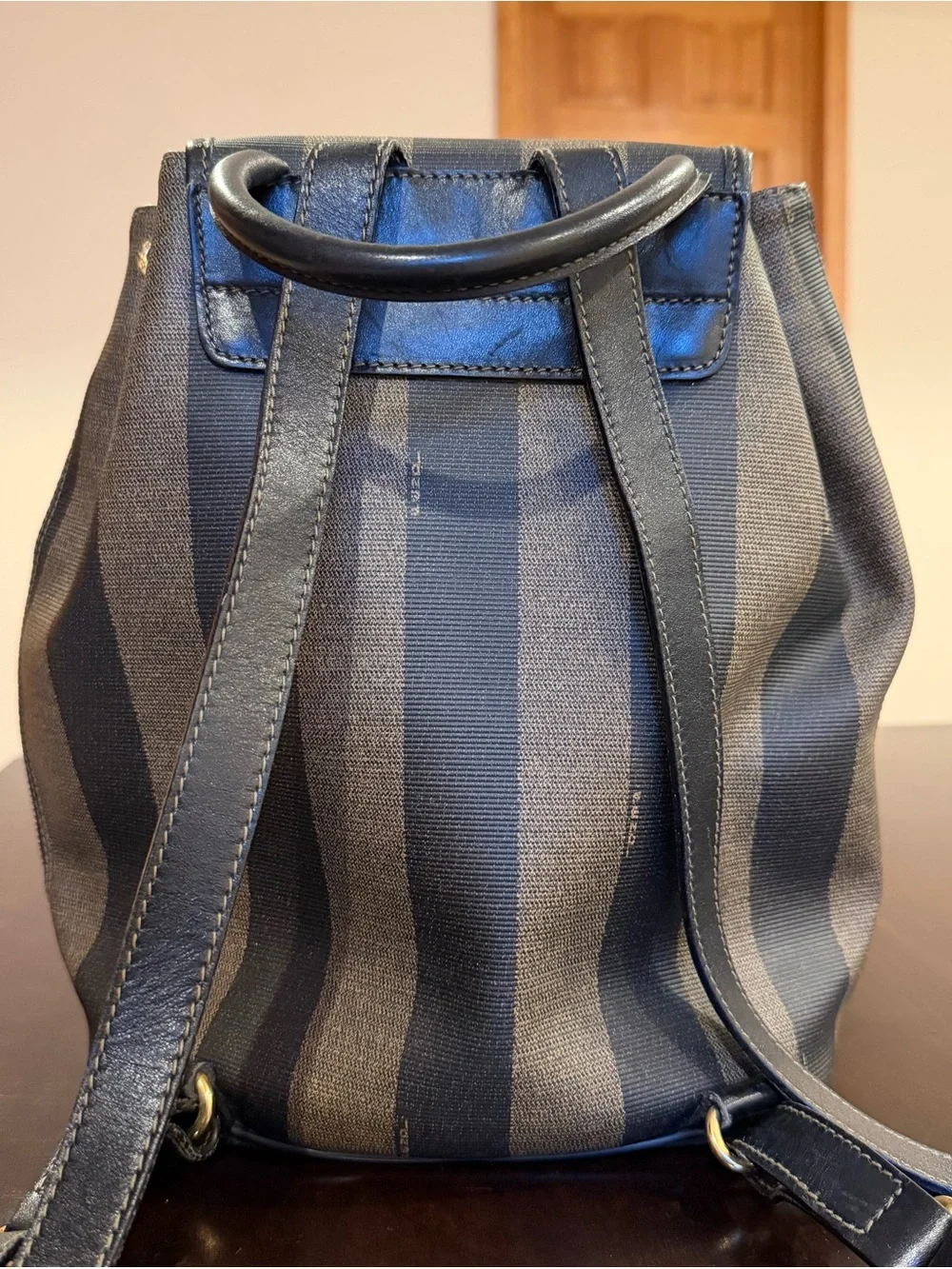 Vintage fendi Pequin Canvas Leather Backpack